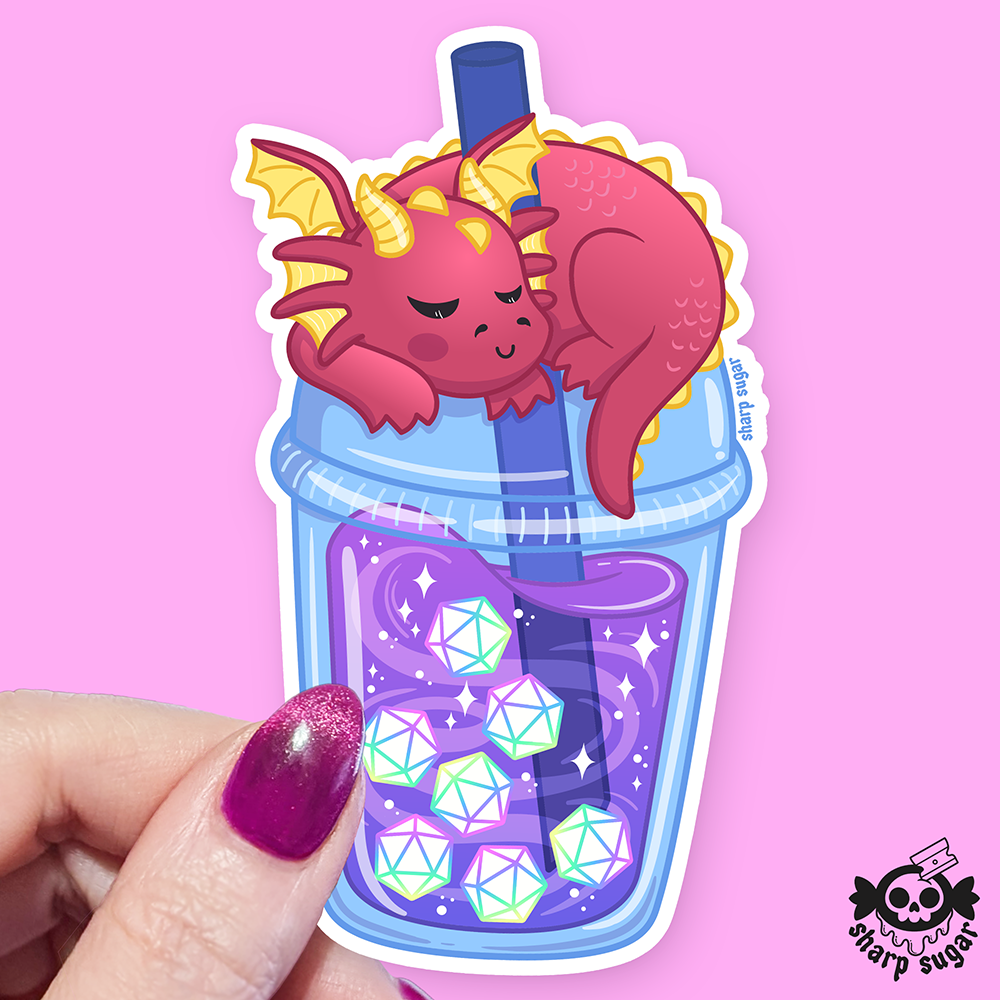 DnD Dragon Boba Tea Sticker