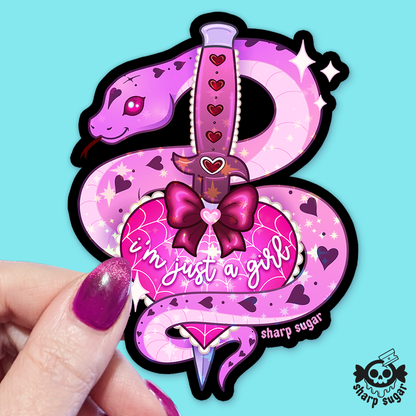 Just A Girl Pink Venom Snake Sticker
